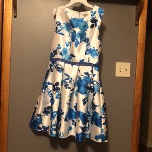 Blue and white floral tank top dress
